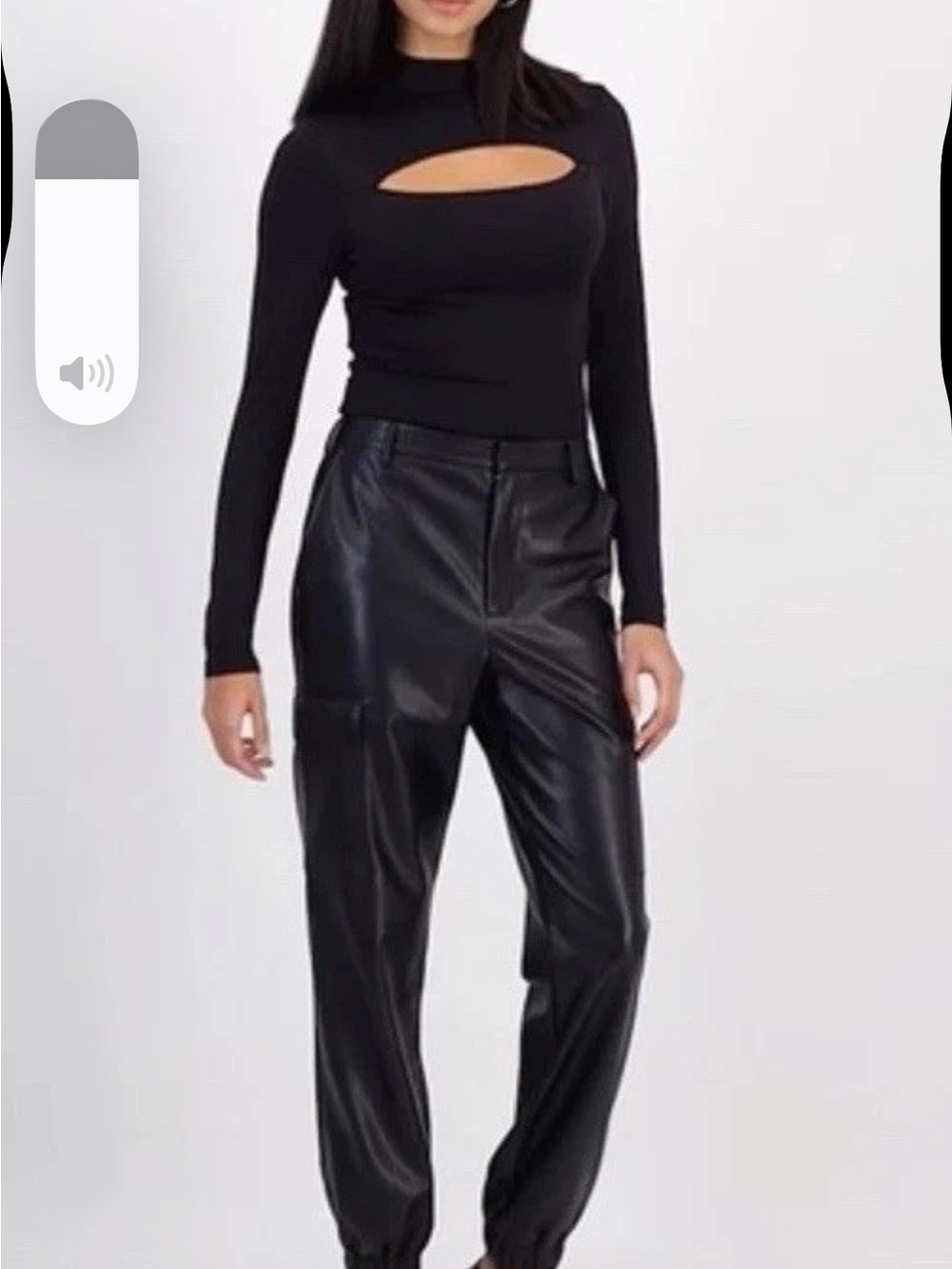 Black Faux Leather Jogger Pants